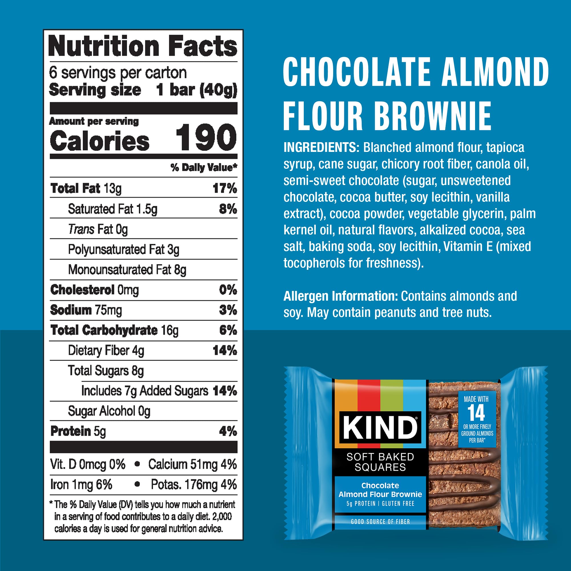 KIND Soft Baked Squares Variety Pack, Gluten Free, Healthy Snack Bars, Chocolate, Peanut Butter, Salted Caramel Almond, 5g Protein, 18 Count