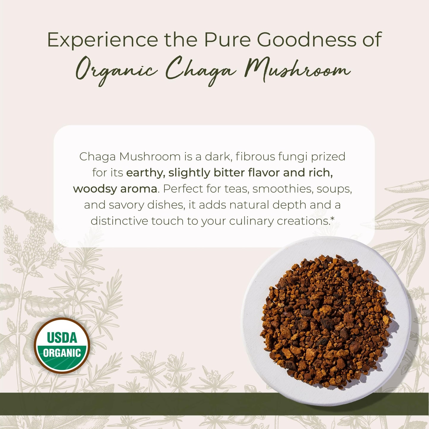 Starwest Botanicals Organic Dried Chaga Mushrooms - Cut and Sifted Chaga for Tea, Soups, Stews, Shakes, & More, Natural Earthy Flavor, Non GMO - Bulk