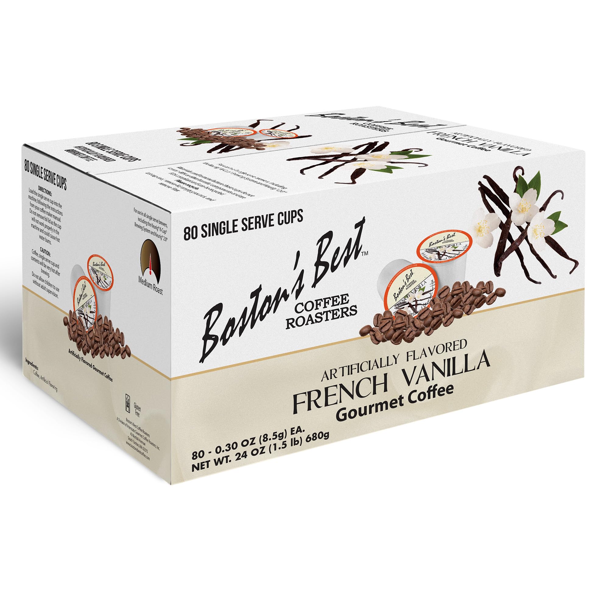 Boston’s Best - French Vanilla Medium Roast Gourmet Delicious Flavored Coffee Compatible with Keurig Coffee Maker, 1 Count (80 Single Serve Cups)