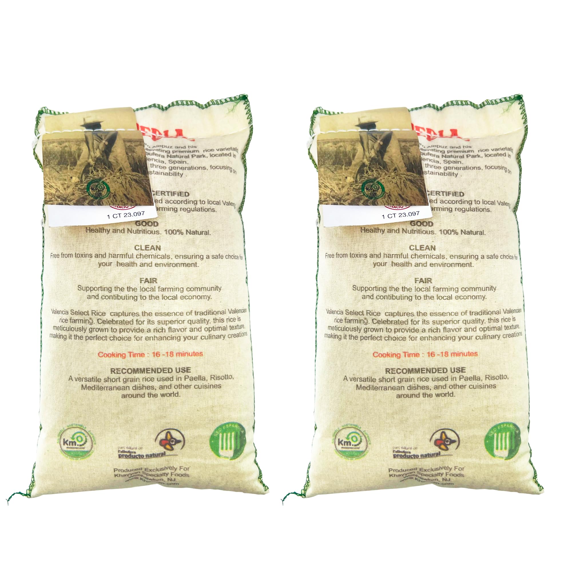 La Perla | Paella Rice | Valencia Select | Denomination of Origin Valencia Spain | Slow Food Valencia Certified | Ideal For All Mediterranean Rice Dishes | 2.2 lbs (1 kg) | (Pack of 2)