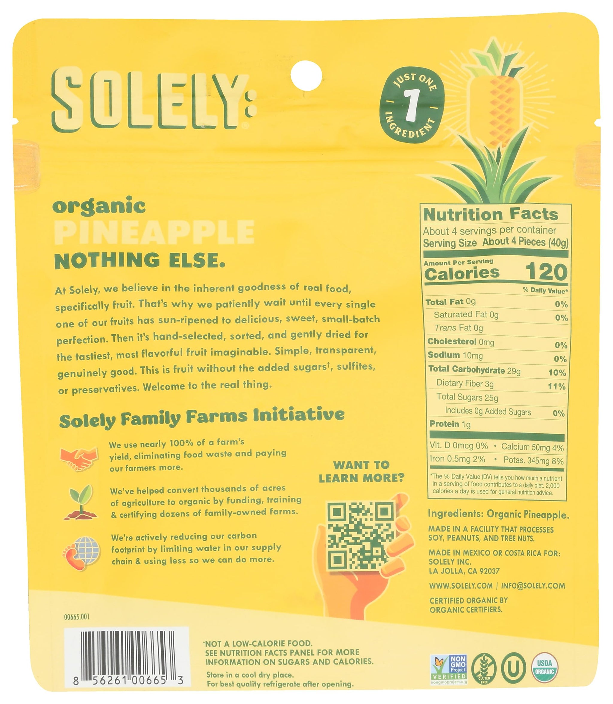 SOLELY Organic Dried Pineapple Rings, Large (Pack of 1) | One Ingredient | Vegan | Non-GMO | No Added Sugar