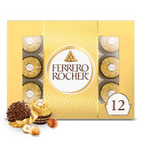 Ferrero Rocher Gourmet Hazelnut Milk Chocolate Gift Box, 12 Individually Wrapped Chocolates, 5.3 oz