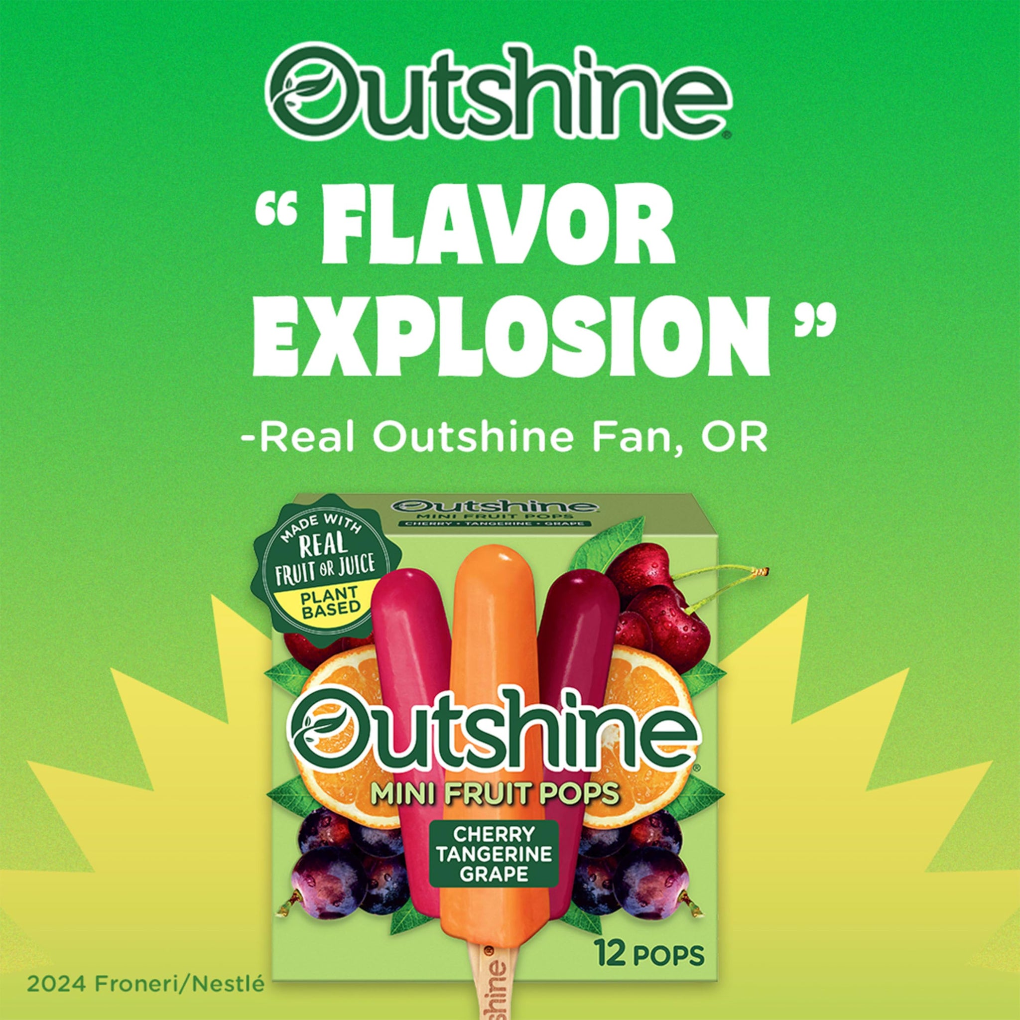 Outshine Fruit Bars Cherry, Tangerine & Grape, 18 Fl Oz
