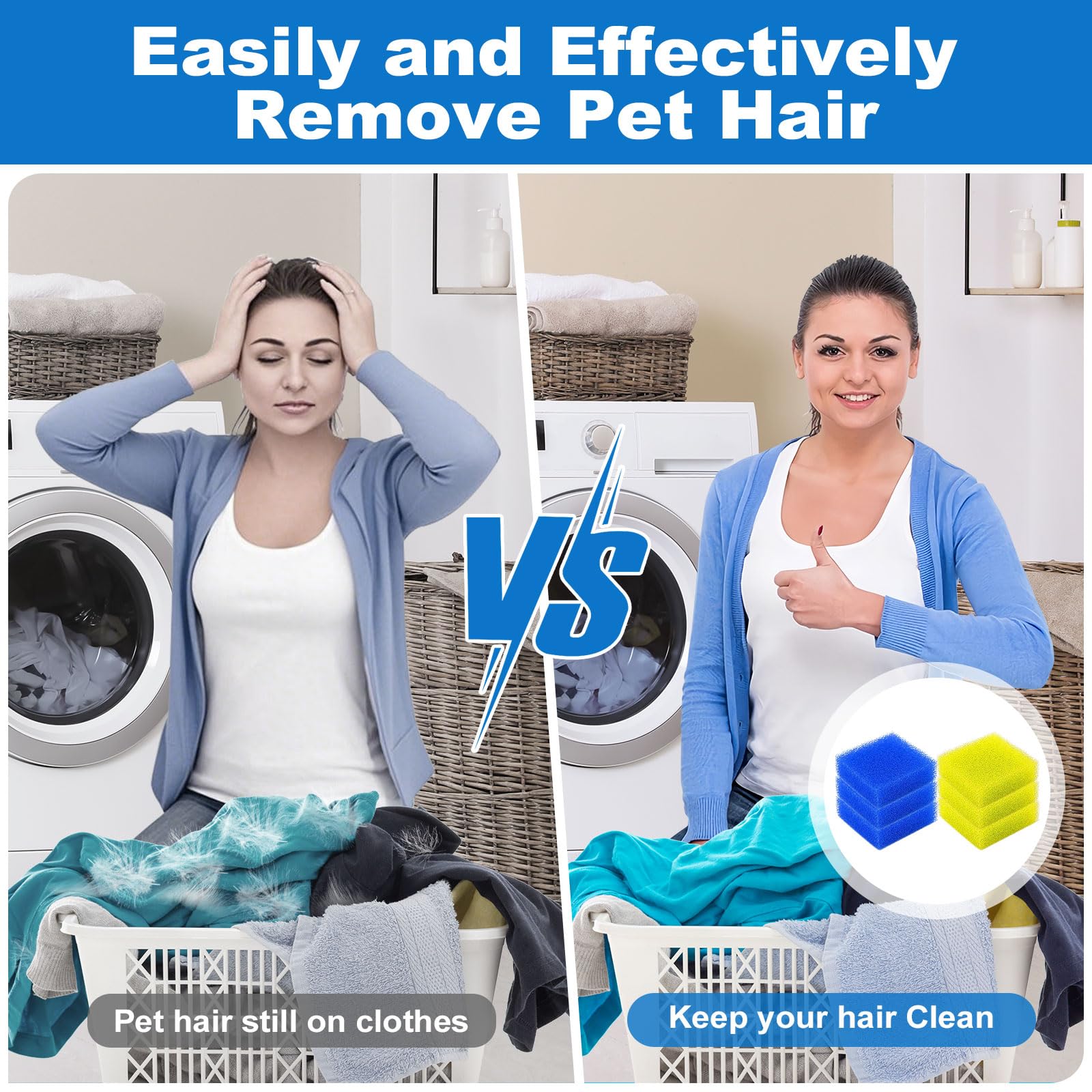 6PCS Pet Hair Remover for Laundry Reusable, Hair Catcher for Washing Machine, Dog & Cat Fur Remover Tool, Lint Remover Balls Washer Dryer for Clothes