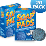 SCRUBIT 20 PK Steel Wool Soap Pads - [Updated Not-Kosher!] - Metal Scouring Cleaning Pads for Dishes, Pots and Ovens - Pre-Soaped scrubbing Pads
