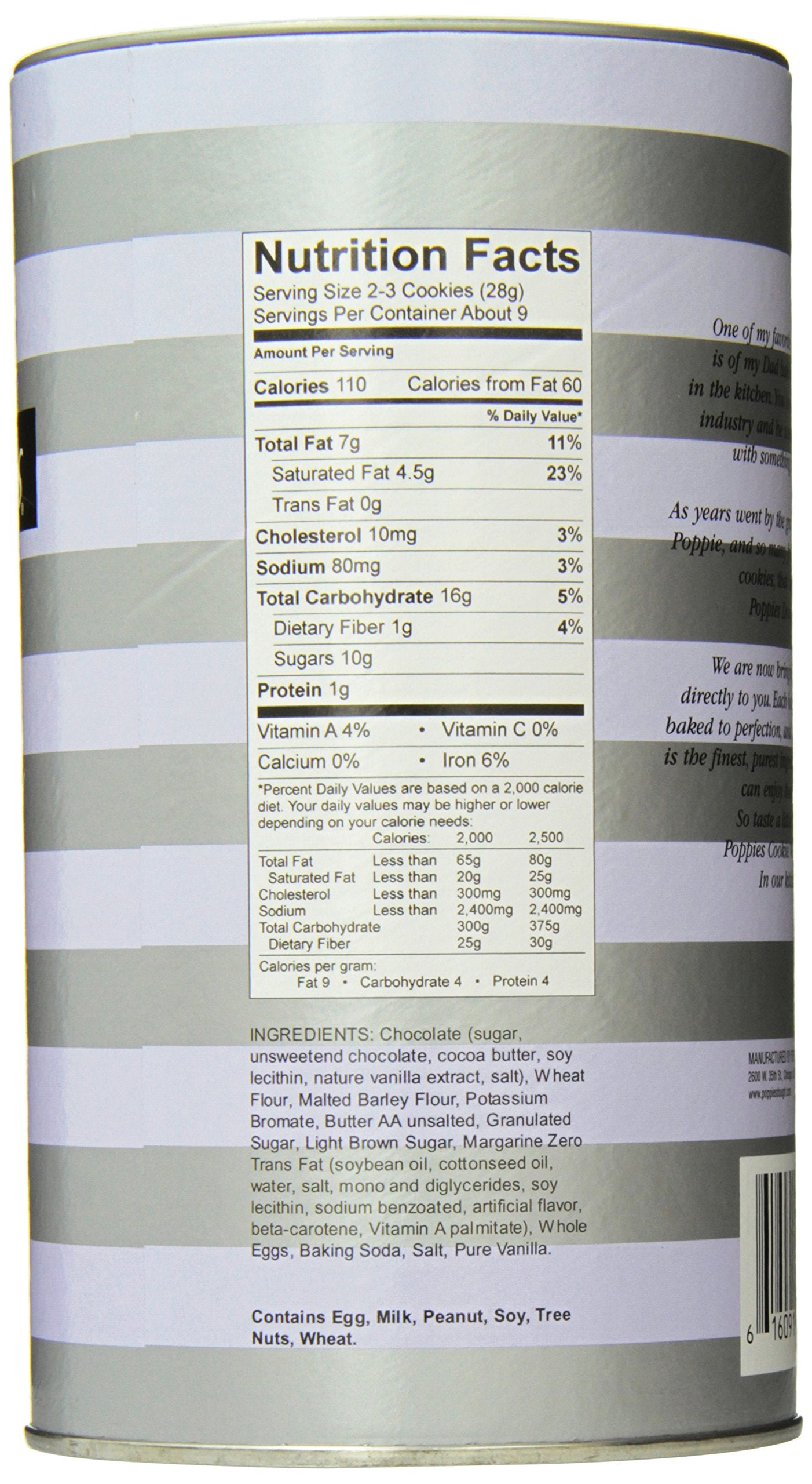 Poppie's Cookies Chocolate Chunk, 8-Ounce Canisters (Pack of 4)
