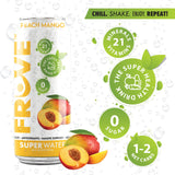 FrUve Super Water | Peach Mango Flavor | 12 16oz Cans | Healthy Drink | Zero Sugar | Low Calorie Drink | Powerful Antioxidants | Boosts Immune System