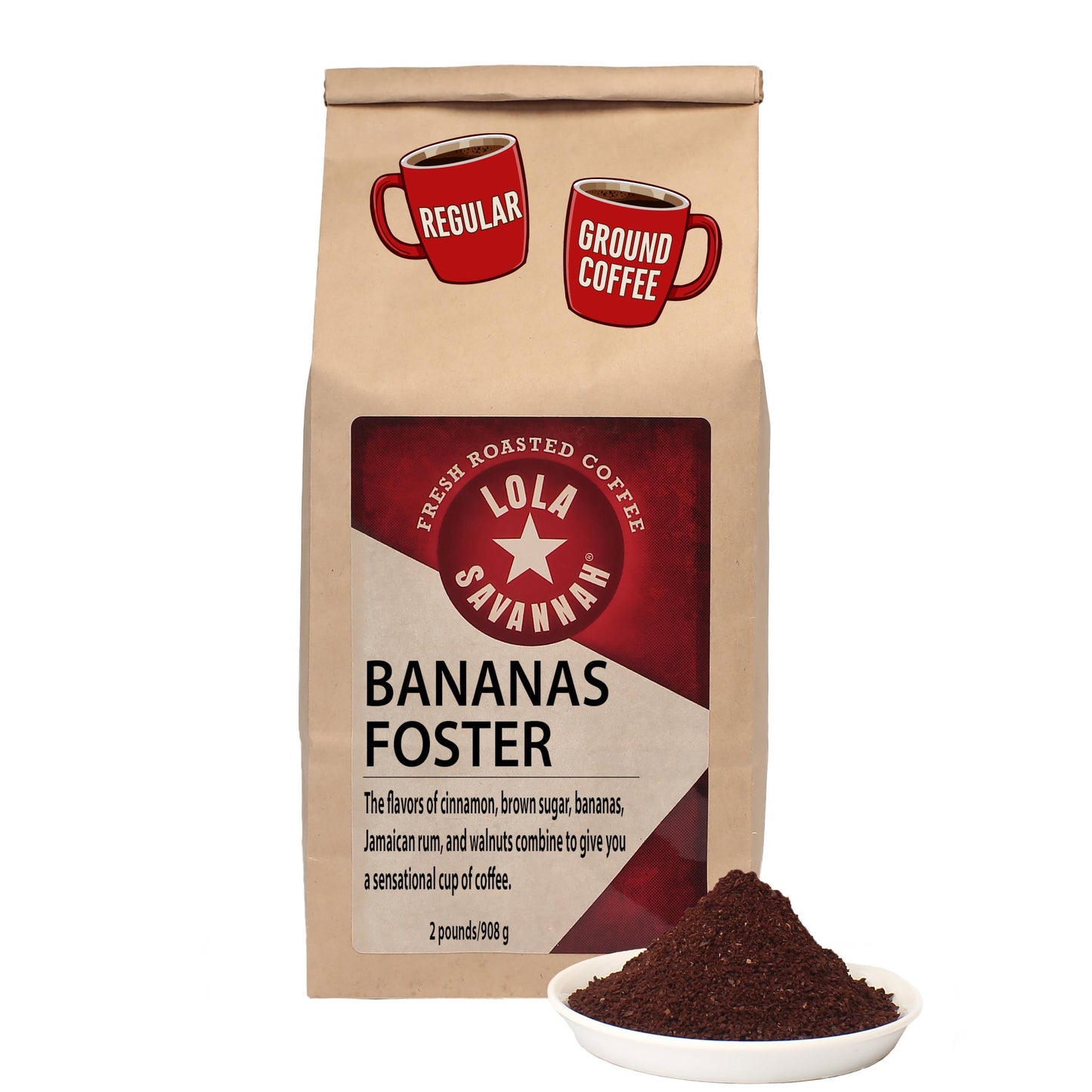 Lola Savannah Bananas Foster Ground Caffeinated Coffee, 2lb