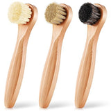 3 Pcs Wooden Laundry Stain Brush Stain Remover Dauber Brushes with Round Head Boar Bristle Small Stain Brush for Clothes for Scrubbing Stains from