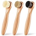 3 Pcs Wooden Laundry Stain Brush Stain Remover Dauber Brushes with Round Head Boar Bristle Small Stain Brush for Clothes for Scrubbing Stains from