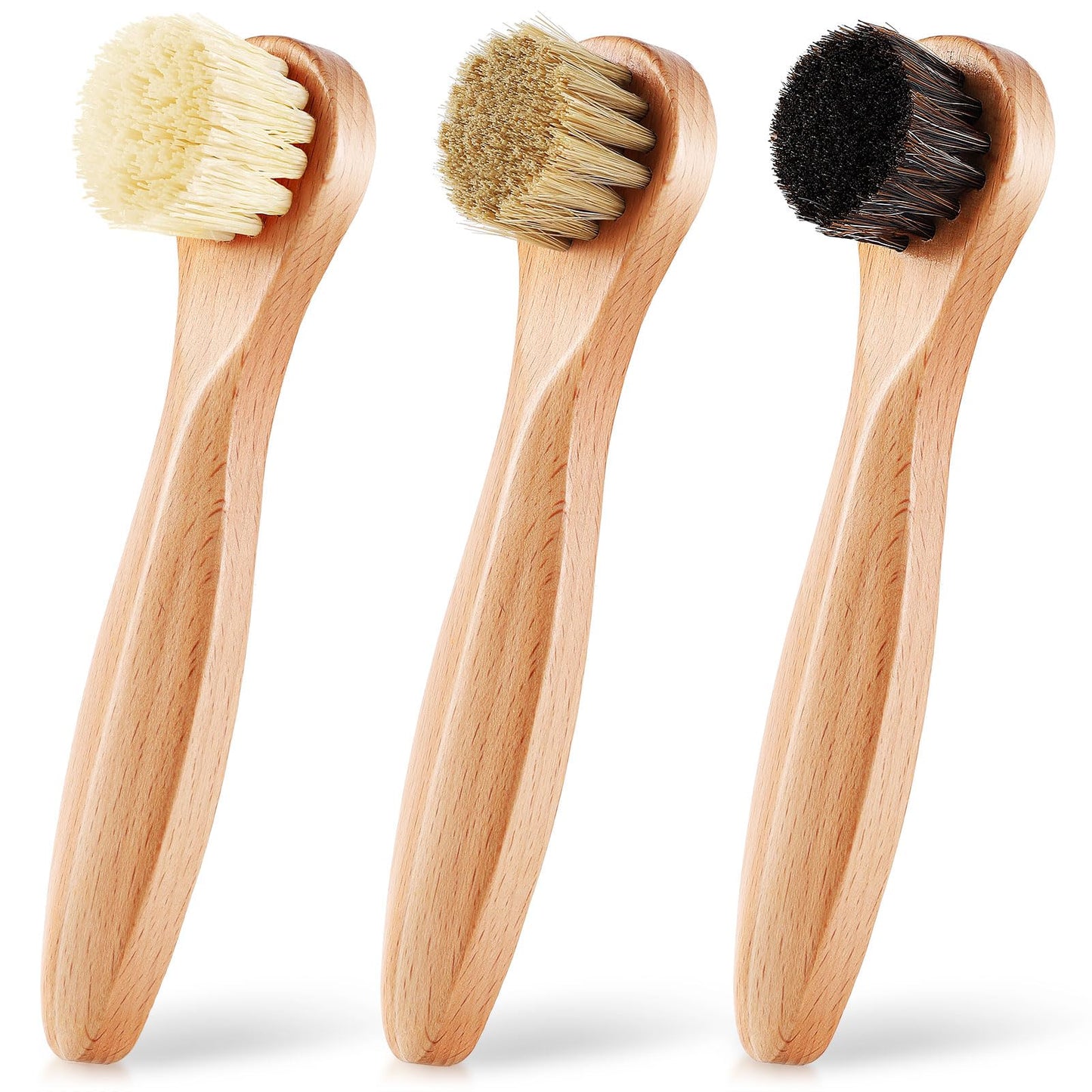 3 Pcs Wooden Laundry Stain Brush Stain Remover Dauber Brushes with Round Head Boar Bristle Small Stain Brush for Clothes for Scrubbing Stains from