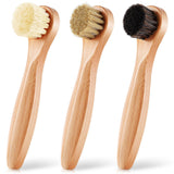 3 Pcs Wooden Laundry Stain Brush Stain Remover Dauber Brushes with Round Head Boar Bristle Small Stain Brush for Clothes for Scrubbing Stains from