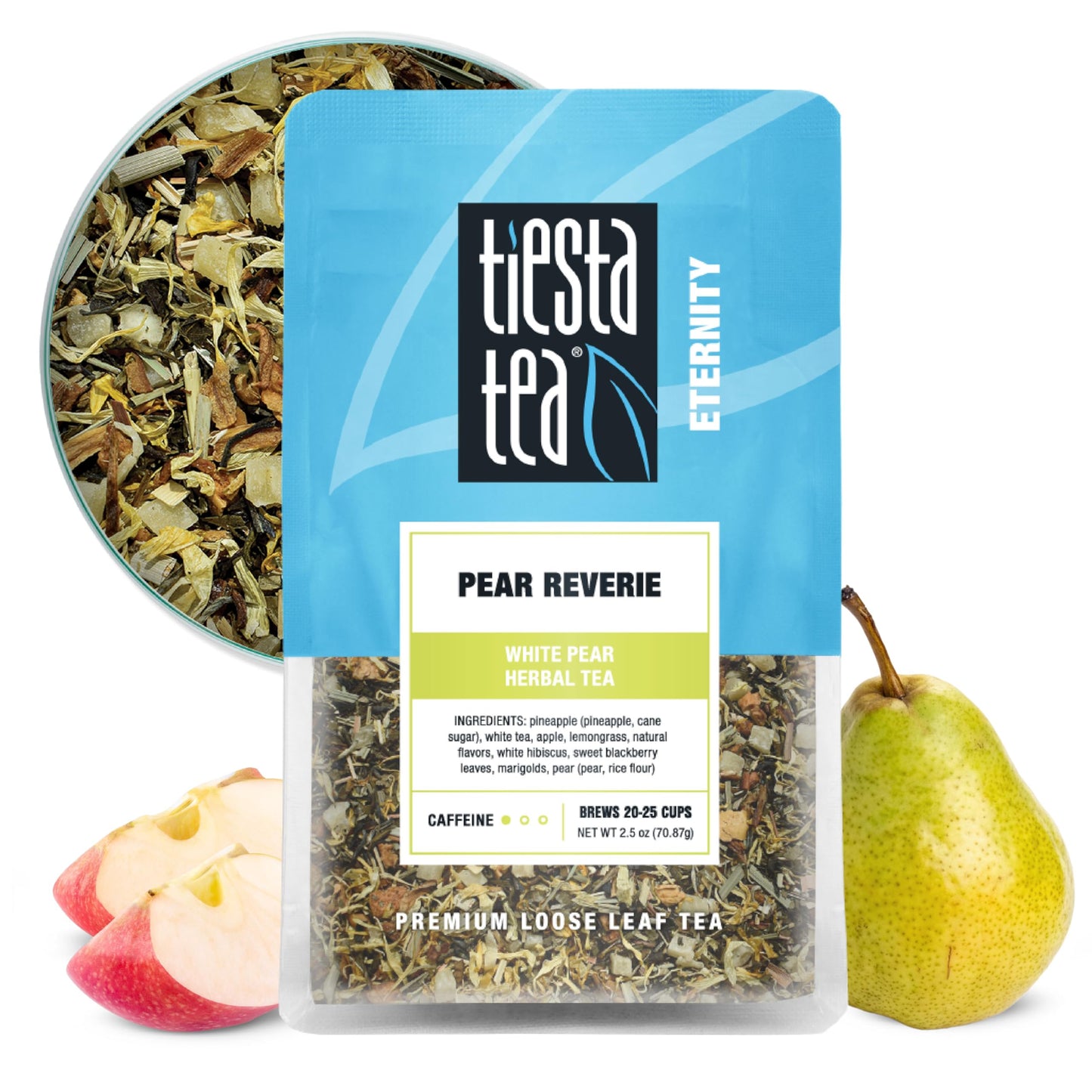 Tiesta Tea - Pear Reverie Tea, Loose Leaf, White Pear Herbal Tea, Premium Low Caffeine Tea Blend, Make Hot or Iced & Up to 25 Cups, 2.5 oz Resealable
