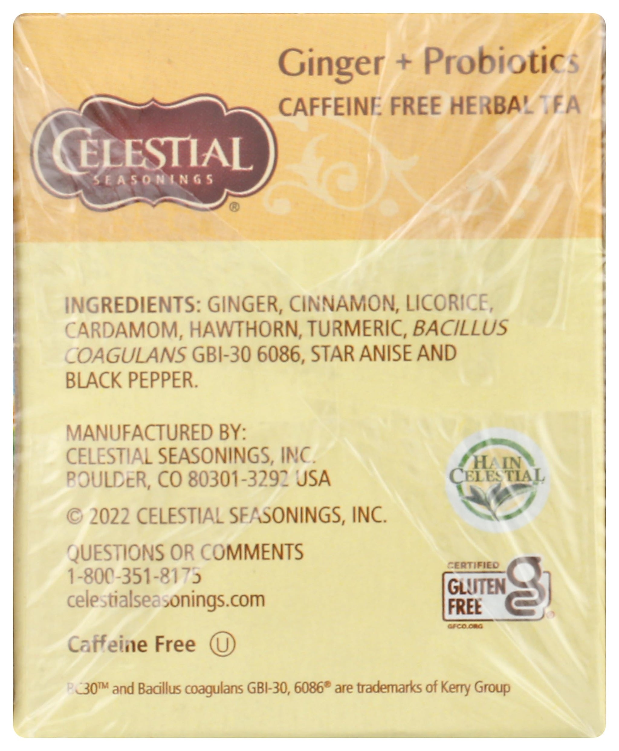 Celestial Seasonings Ginger & Probiotics Herbal Tea, 16 CT