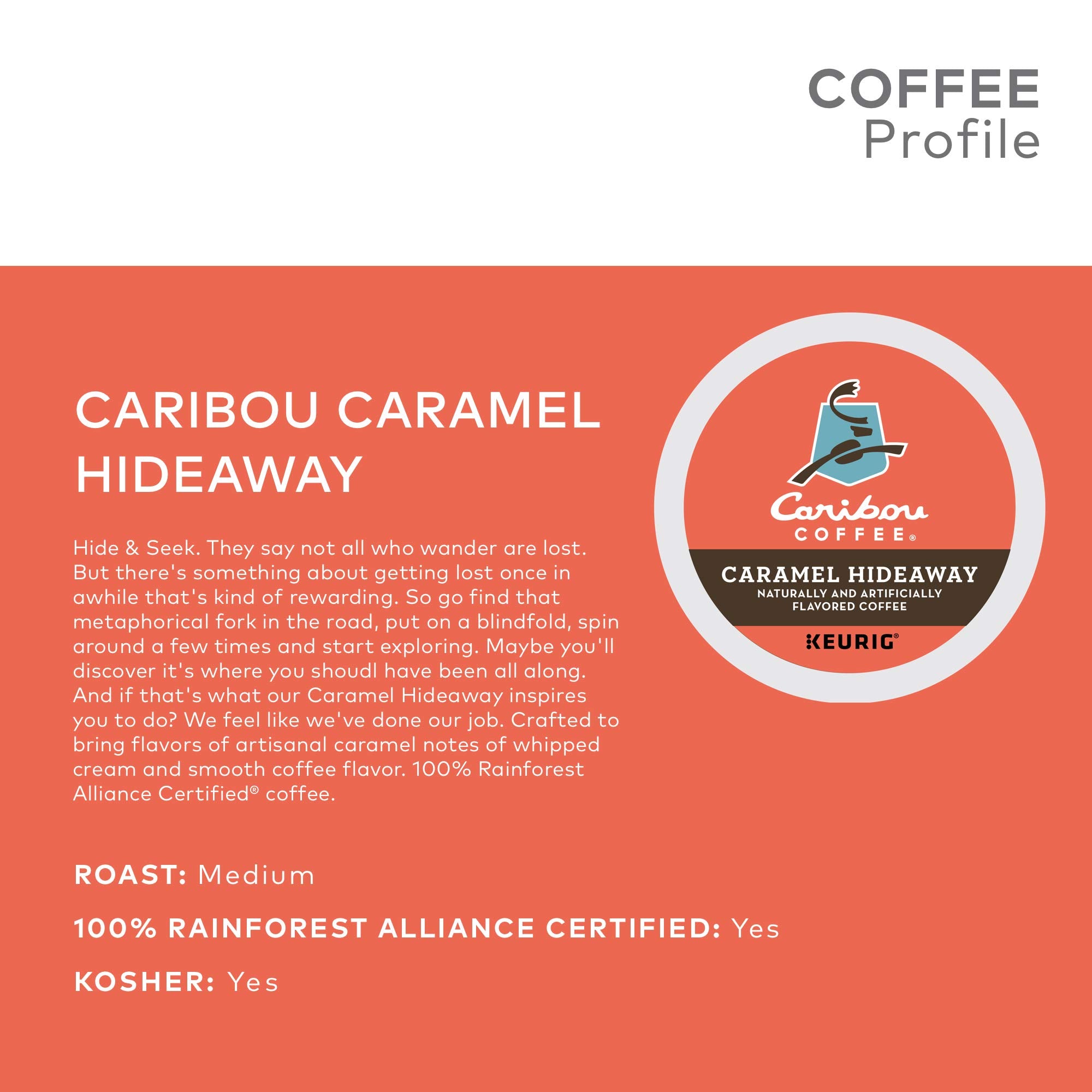 Caribou Coffee Caramel Hideaway, Single-Serve Keurig K-Cup Pods, Flavored Coffee, 60 Count