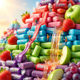 BP BUNDLE Chewy Fruit Flavored Candy 3lb Bulk Bag | Individually Wrapped Soft Fruity Chews | 5 Flavors (Fruit Punch, Strawberry, Apple, Raspberry