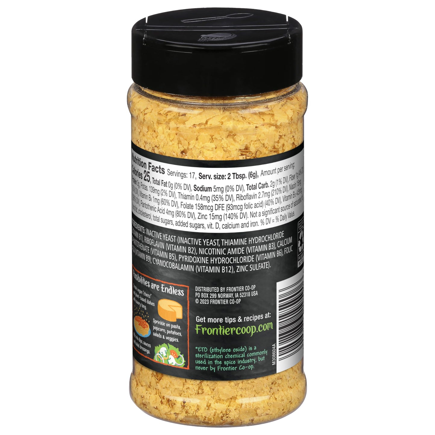 Frontier Co-op Premium Nutritional Yeast Flakes, 3.6 oz. - Vegan, Gluten-Free, Kosher, Non-Irradiated Seasoning, Dairy-Free Cheese Flavor, Rich in B