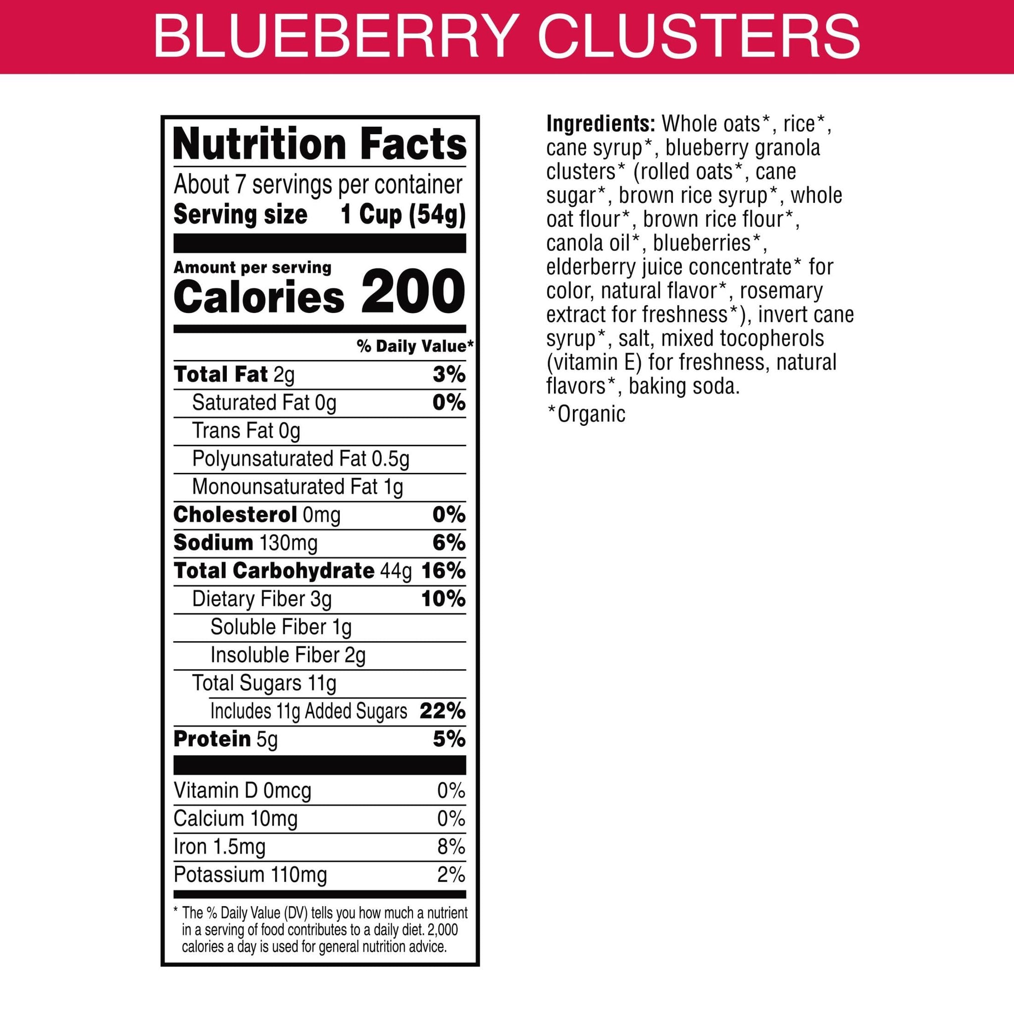 Kashi Cold Breakfast Cereal, Vegan, Organic Fiber, Blueberry Clusters, 13.4oz Box (1 Box)