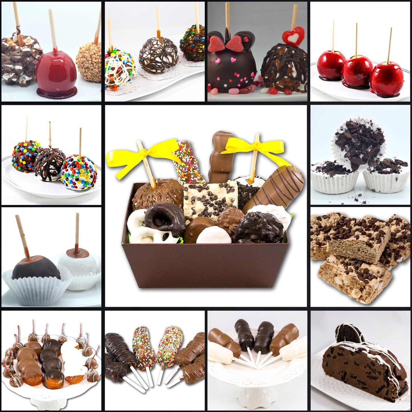 US Sweets Chocolate Gift Basket - Gourmet Caramel Apples, Marshmallows, Chocolate Pretzels, & Chocolate Nut Clusters | Delicious Gift | Handmade in
