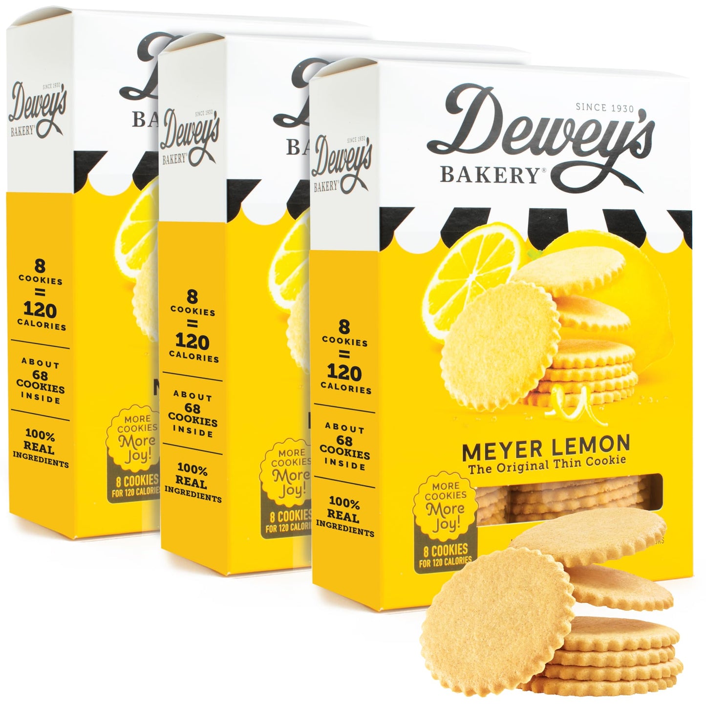 Dewey's Bakery Meyer Lemon Moravian Style Cookie Thins, Bakery Fresh with Real Simple Ingredients, Low Calorie Snack, No Artificial Flavors, Synthetic