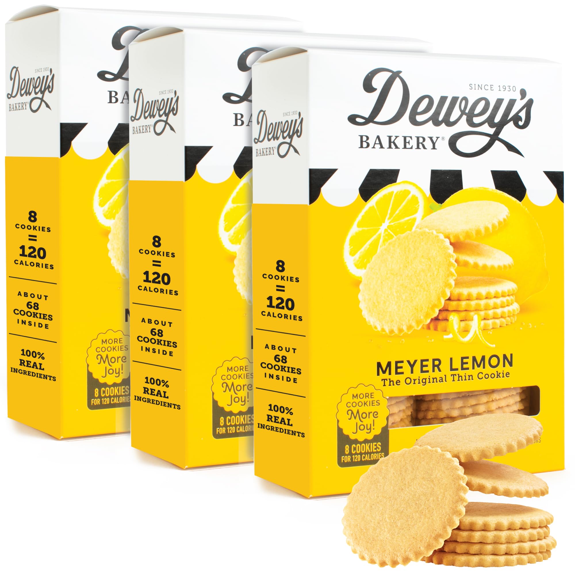 Dewey's Bakery Meyer Lemon Moravian Style Cookie Thins, Bakery Fresh with Real Simple Ingredients, Low Calorie Snack, No Artificial Flavors, Synthetic