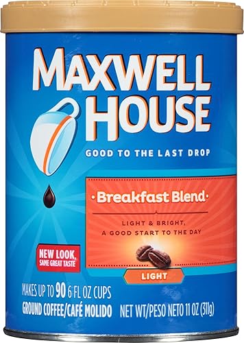 Maxwell House Breakfast Blend Light Roast Ground Coffee (11 oz Canisters, Pack of 3)