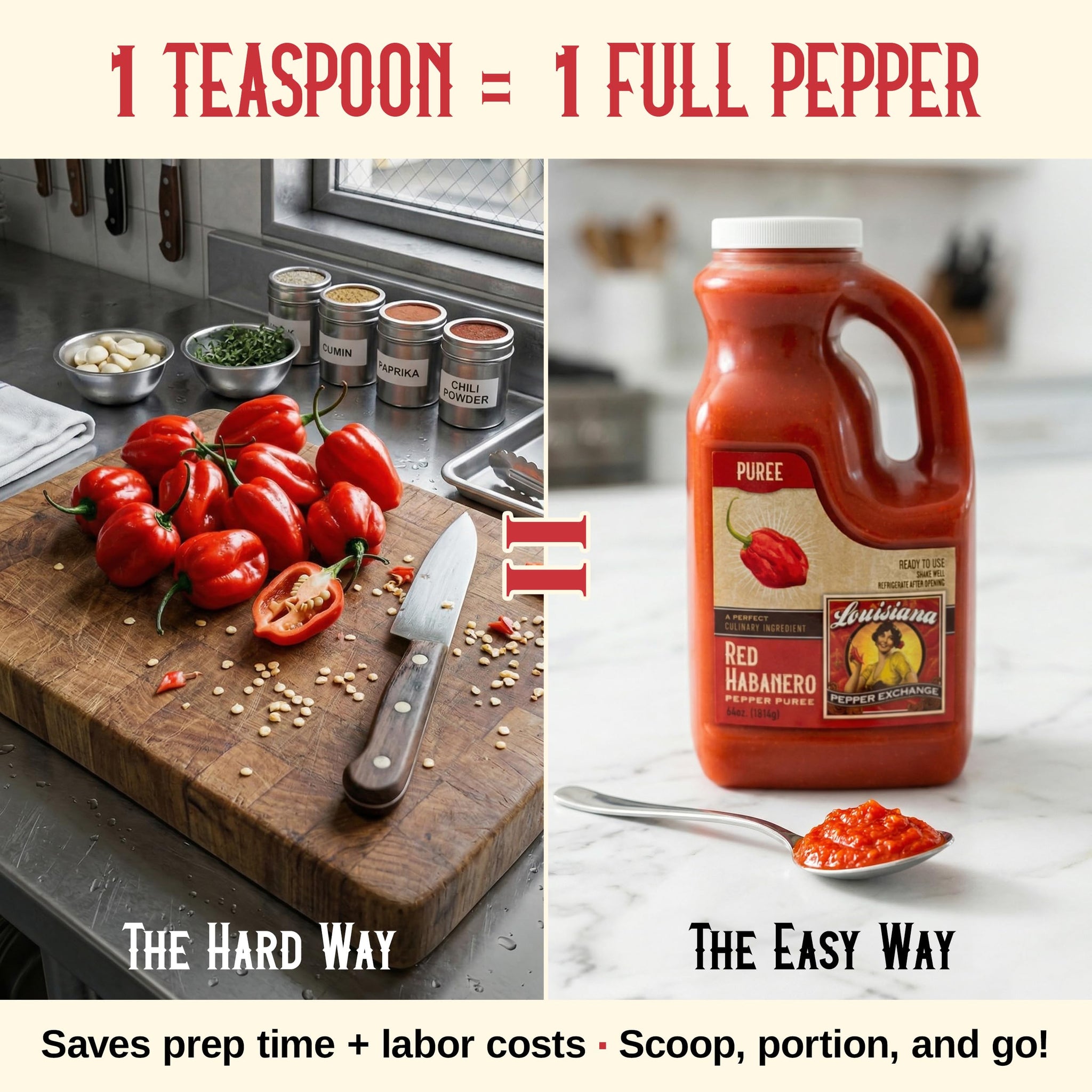 Louisiana Pepper Exchange Red Habanero Puree, 64oz