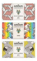 OmNom Milk Chocolate Trio | Milk Of Madagascar, Caramel "Pride Bar", Milk Of Nicaragua | Icelandic Bean To Bar Chocolate by OMNOM CHOCOLATE REYKJAVIK