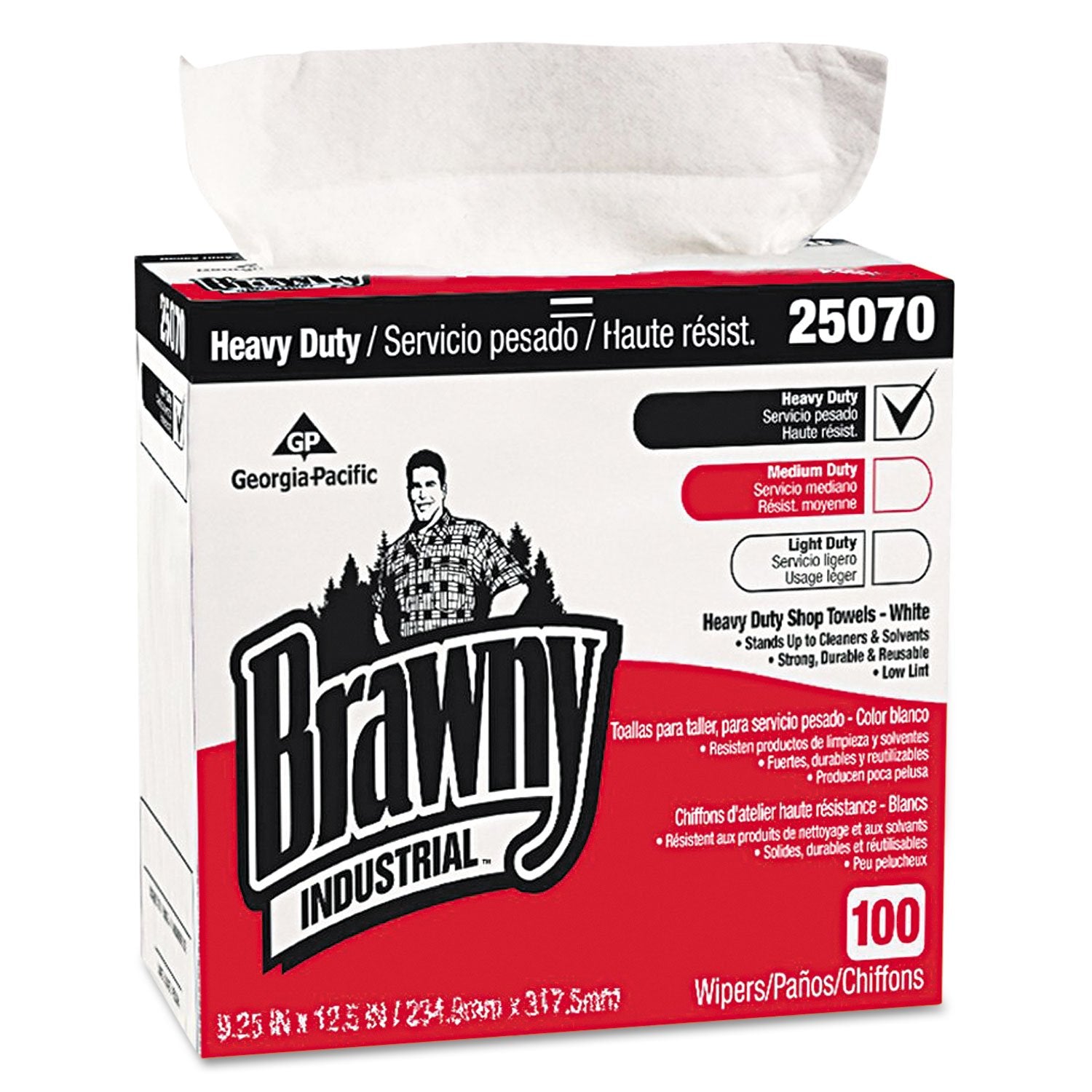 Medium Weight HEF Shop Towels, 9 1/8 x 16 1/2, 100/Box, 5 Boxes/Carton