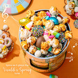 Easter Gift Tin, Musical Carousel with Spring Candy Assortment - Plays Holiday Music, Chocolate Eggs, Yogurt Pretzels & Popcorn, Holiday Box Present