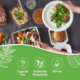 SafeWare White Paper Plates, 7 Inch, 150 Count - Food Grade Sugar Cane Fiber, Compostable & Biodegradable, Microwavable, Hot & Cold Resistant, Heavy