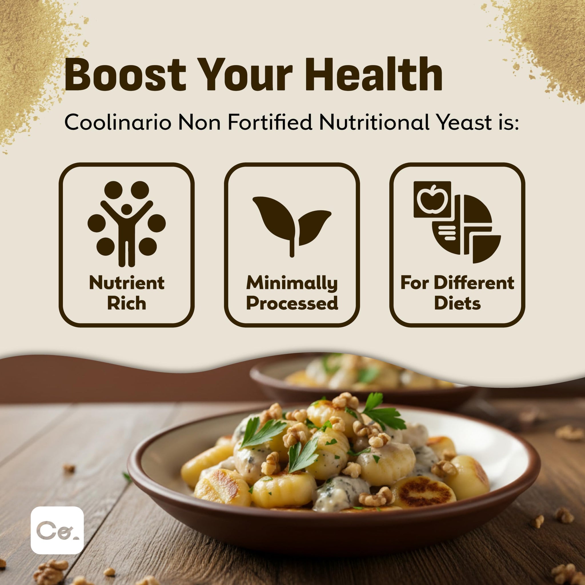 Coolinario Large Non Fortified Nutritional Yeast Flakes - 1 Gal (1.5 lbs) Vegan Seasoning with Cheese Flavor | Rich in Protein, Fiber & Minerals |