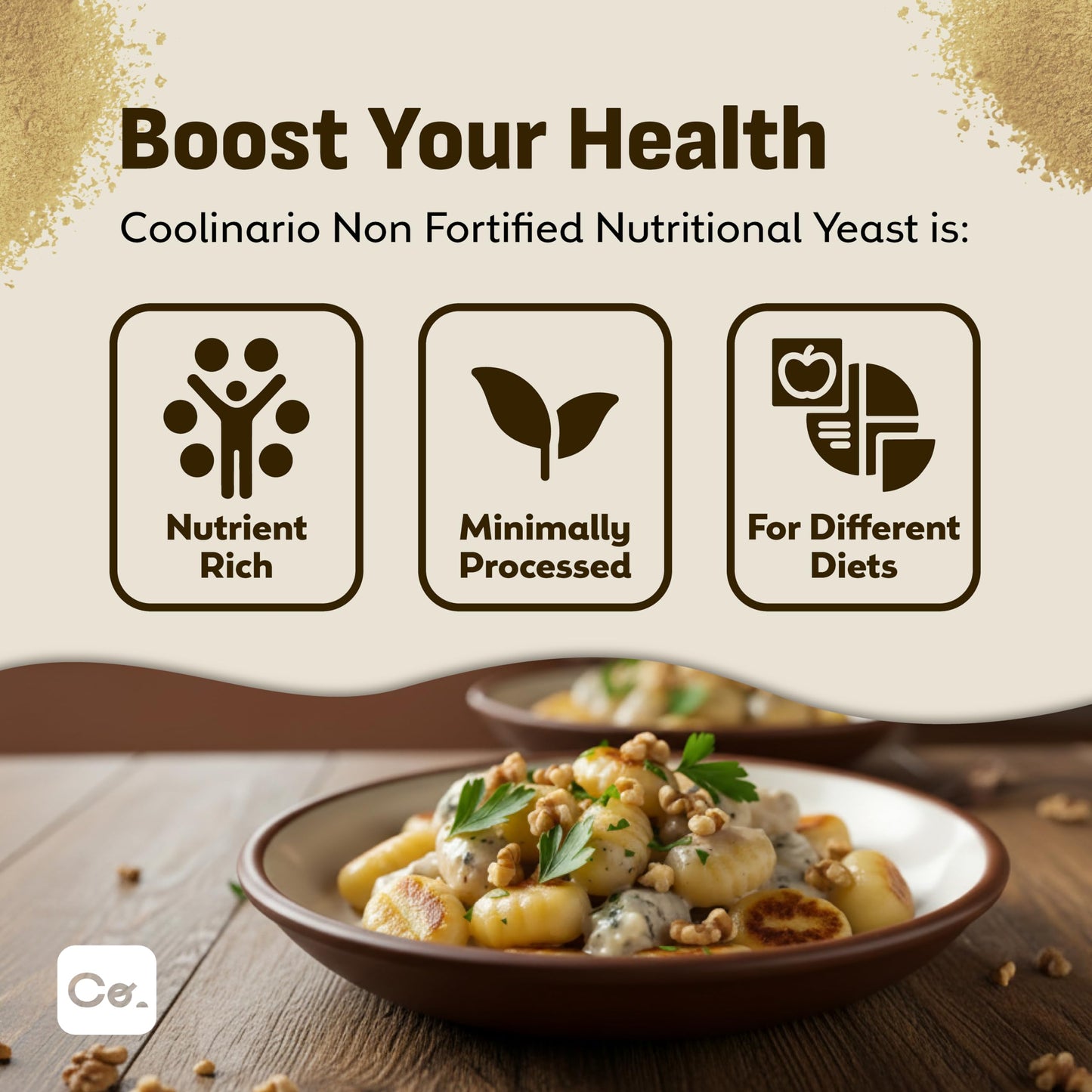 Coolinario Non Fortified Nutritional Yeast Flakes (10 OZ) Vegan Seasoning with Roasted, Nutty Flavor | Rich in Protein, Fiber & Minerals | Ideal