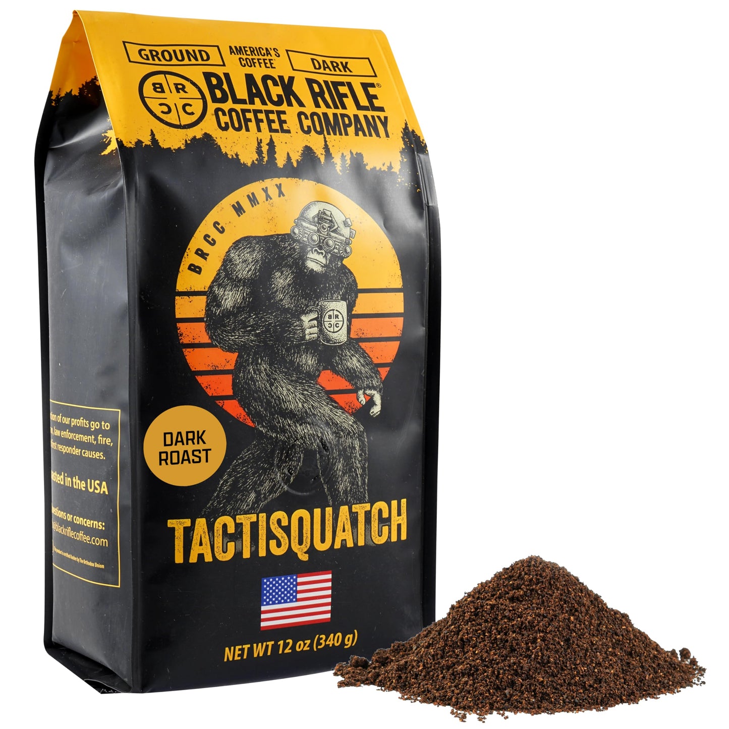 Black Rifle Coffee Company Tactisquatch, 12oz Bag, Ground Coffee Dark Roast - Roasted Blend Made from Arabica Beans - Colombian & Brazilian Beans