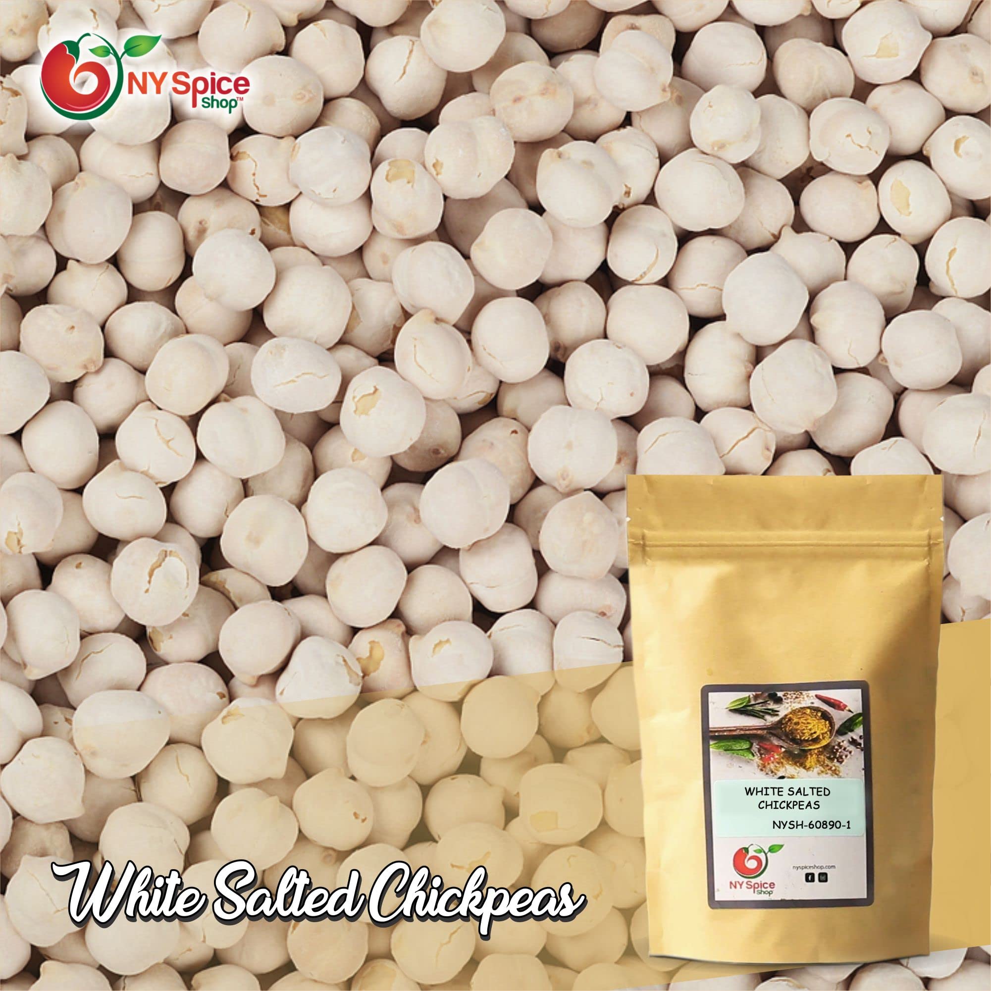 NY Spice Shop White Roasted Chickpeas - 1 Pound Crispy Crunchy Dried Chickpeas Roasted - Bulk Healthy Snacks
