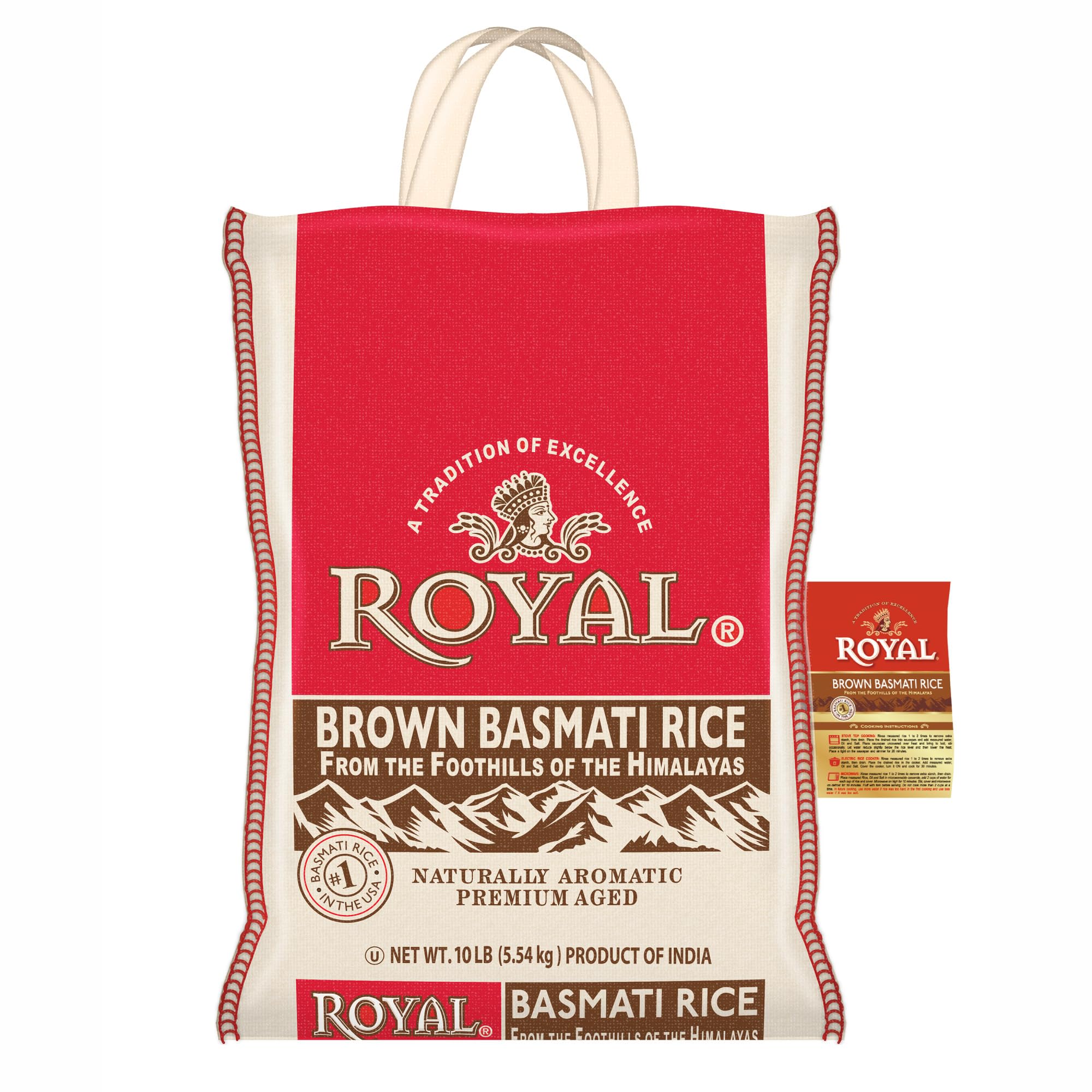 Royal Authentic Basmati Brown Rice - Whole Grain, Naturally Gluten Free and Vegan, 10 lb