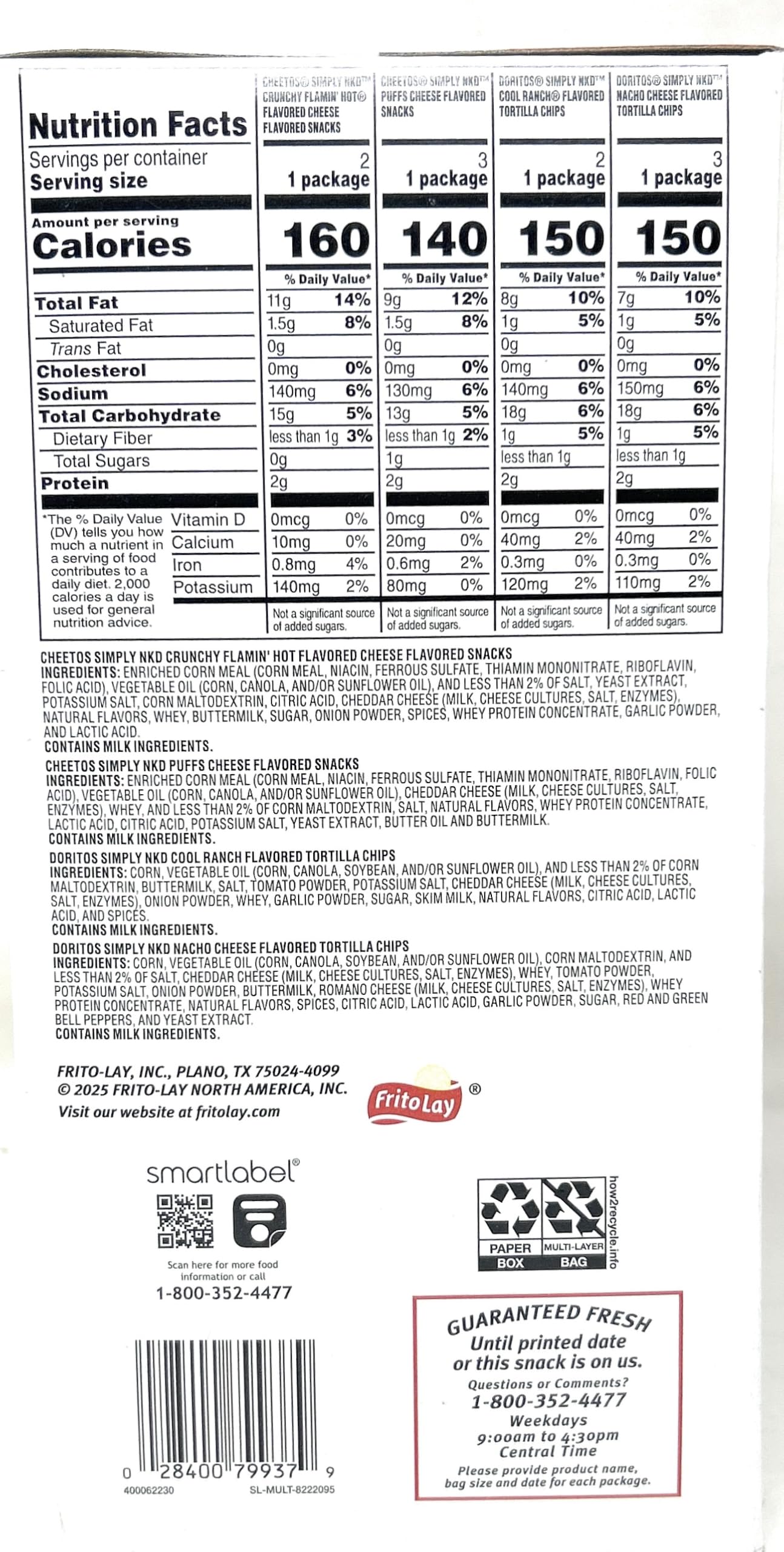 Simply NKD Chips Variety Snack Pack - No Dyes No Artificial Flavors - Doritos & Cheetos - 10 bags