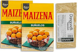 Buñuelos Colombianos Bundle - INCLUDES 2 Boxes of Bunuelo Maizena 300g Each and 1 Bag of Despensa Colombiana Rainbow Nonpareils or Sazon (May Vary)
