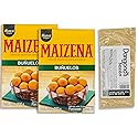Buñuelos Colombianos Bundle - INCLUDES 2 Boxes of Bunuelo Maizena 300g Each and 1 Bag of Despensa Colombiana Rainbow Nonpareils or Sazon (May Vary)