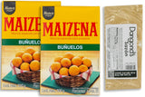 Buñuelos Colombianos Bundle - INCLUDES 2 Boxes of Bunuelo Maizena 300g Each and 1 Bag of Despensa Colombiana Rainbow Nonpareils or Sazon (May Vary)