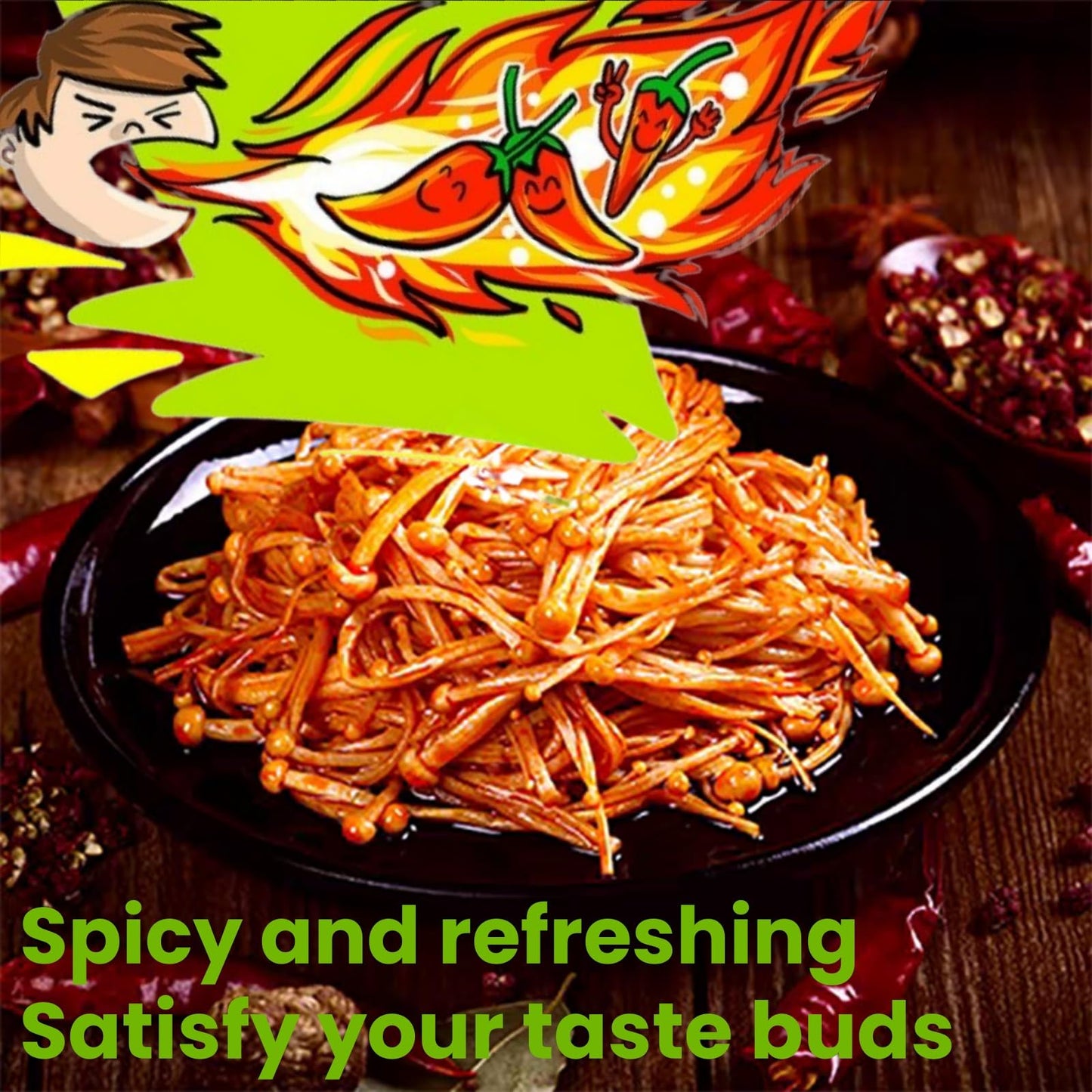 Chinese Specialties Spicy Red Oil Enoki Mushroom, Pickled Vegetables, Latiao Spicy Strips, Chili Sauce Pickle, Crispy Mushroom, Snack Relish Gift
