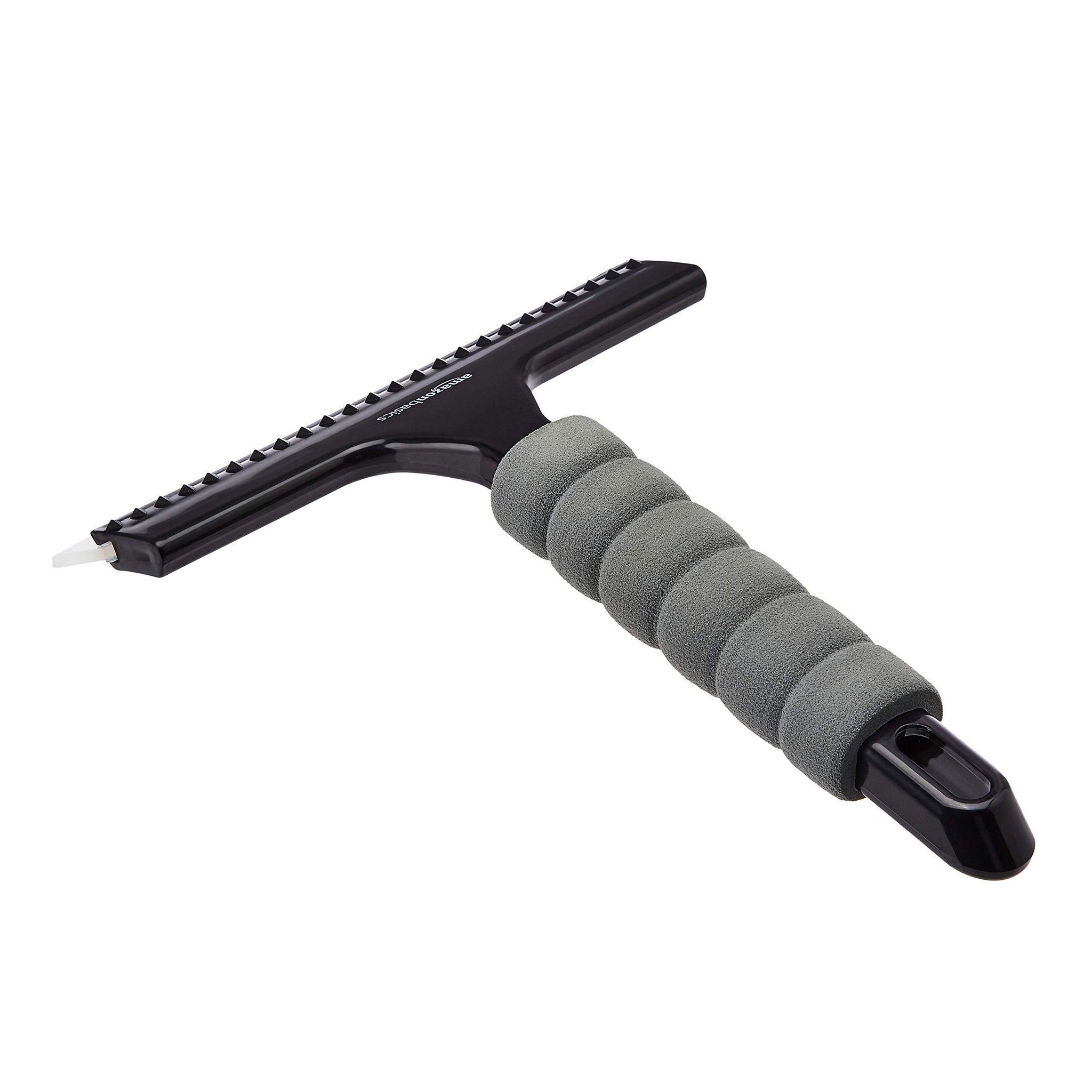 Amazon Basics All-Purpose Window Squeegee with Handle for Car Windshield, Shower, Glass, Mirror Cleaning, Silicone Rubber Blade, Streak-Free Results