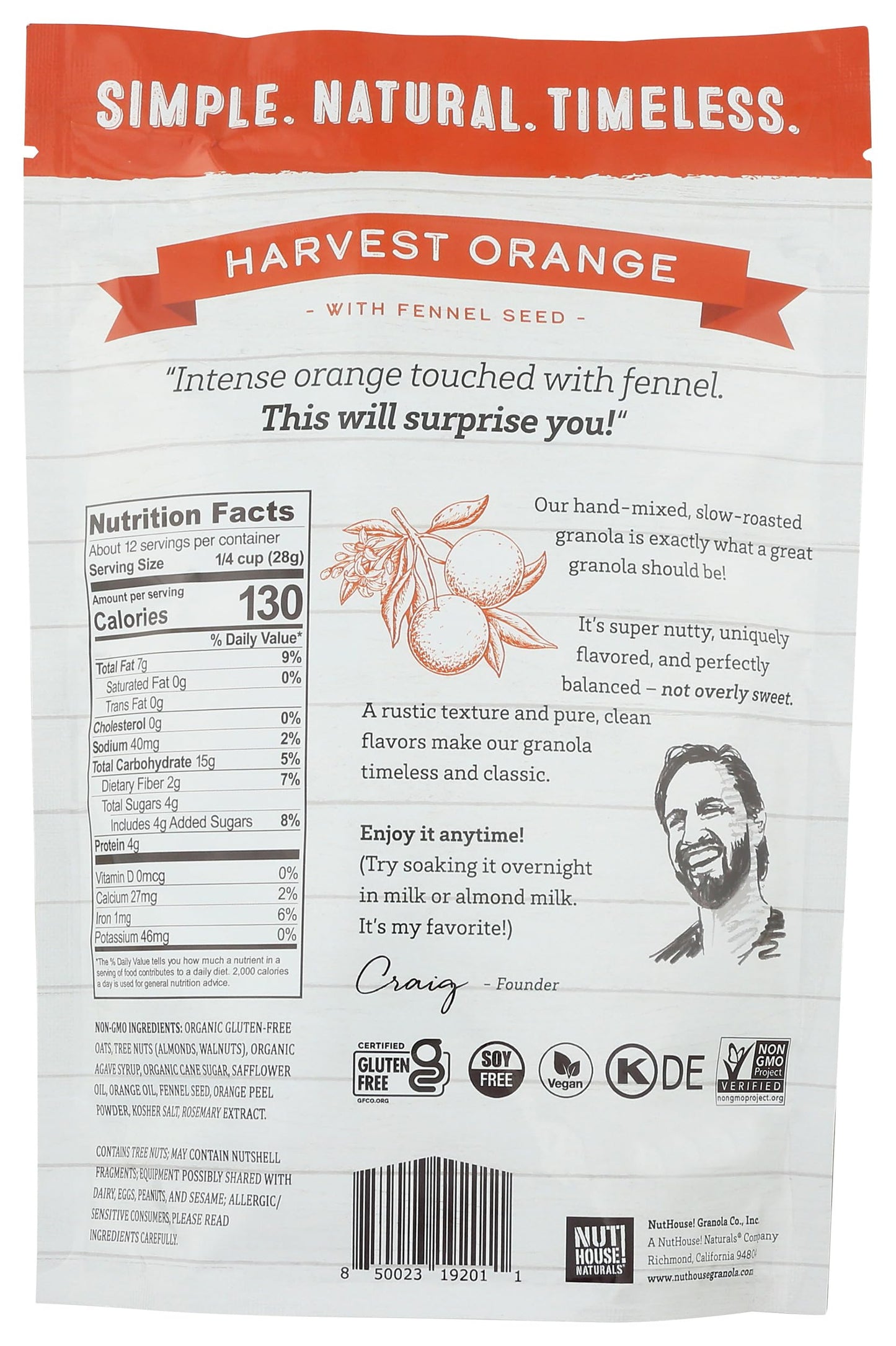 Nuthouse Granola Slow-Roasted Harvest Orange Premium Granola, 12 OZ