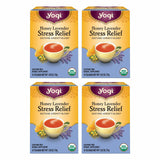 Yogi Tea Honey Lavender Stress Relief - 16 Bags per Pack (4 Packs) - Organic Chamomile Lavender Tea - Includes Lemon Balm, Lemongrass, Spearmint Leaf