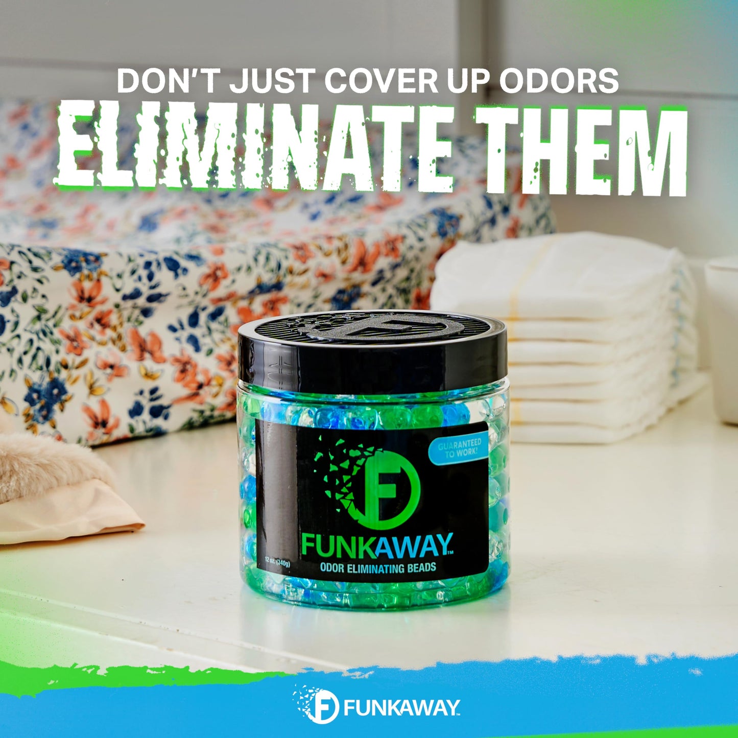 FunkAway Odor Eliminating Beads, 12 oz., 3 Pack, Supercharged Odor Absorbing Beads for the House, Car or Gym, Eliminate Smoke, Pet and Bathroom Odors