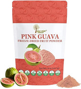 Indus Farms Freeze Dried Pink Guava Powder, Unsweetened Tropical Fruit for Smoothies, Yogurt, Baking & Ice Cream, Single Ingredient, No Added Sugar