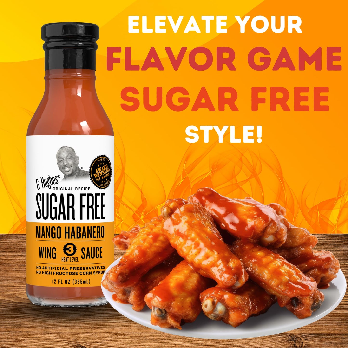 G Hughes Sugar Free, Mango Habanero Wing Sauce - 12 Oz (3-Pack)