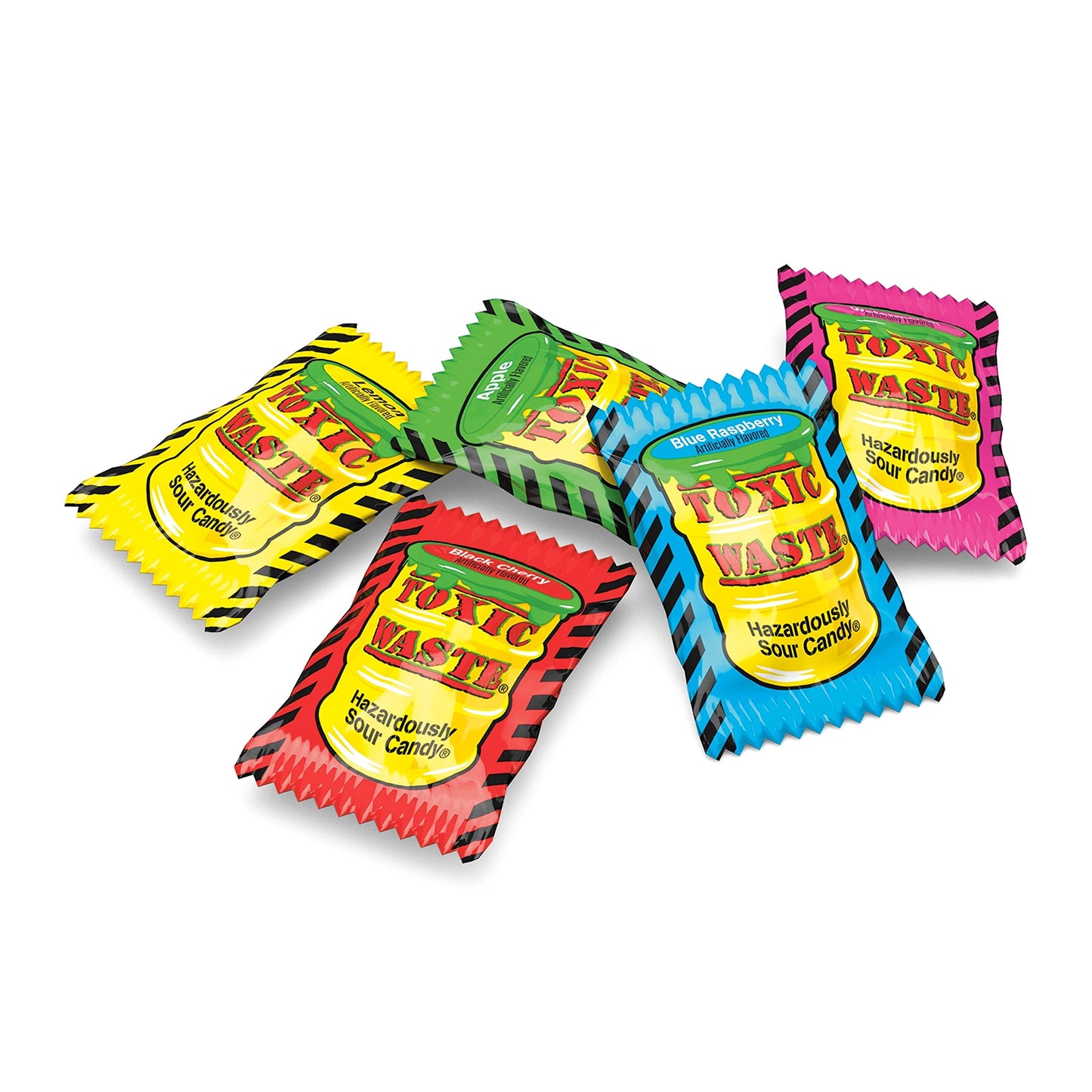 TOXIC WASTE - Hazardously Sour Candy - Apple, Watermelon, Lemon, Blue Raspberry, & Black Cherry Flavors - 1 lb. Bag