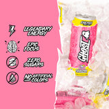 GHOST Energy Drink - 12-Pack, Sour Pink Lemonade, 16oz Cans - Energy & Focus & No Artificial Colors - 200mg of Natural Caffeine, L-Carnitine & Taurine