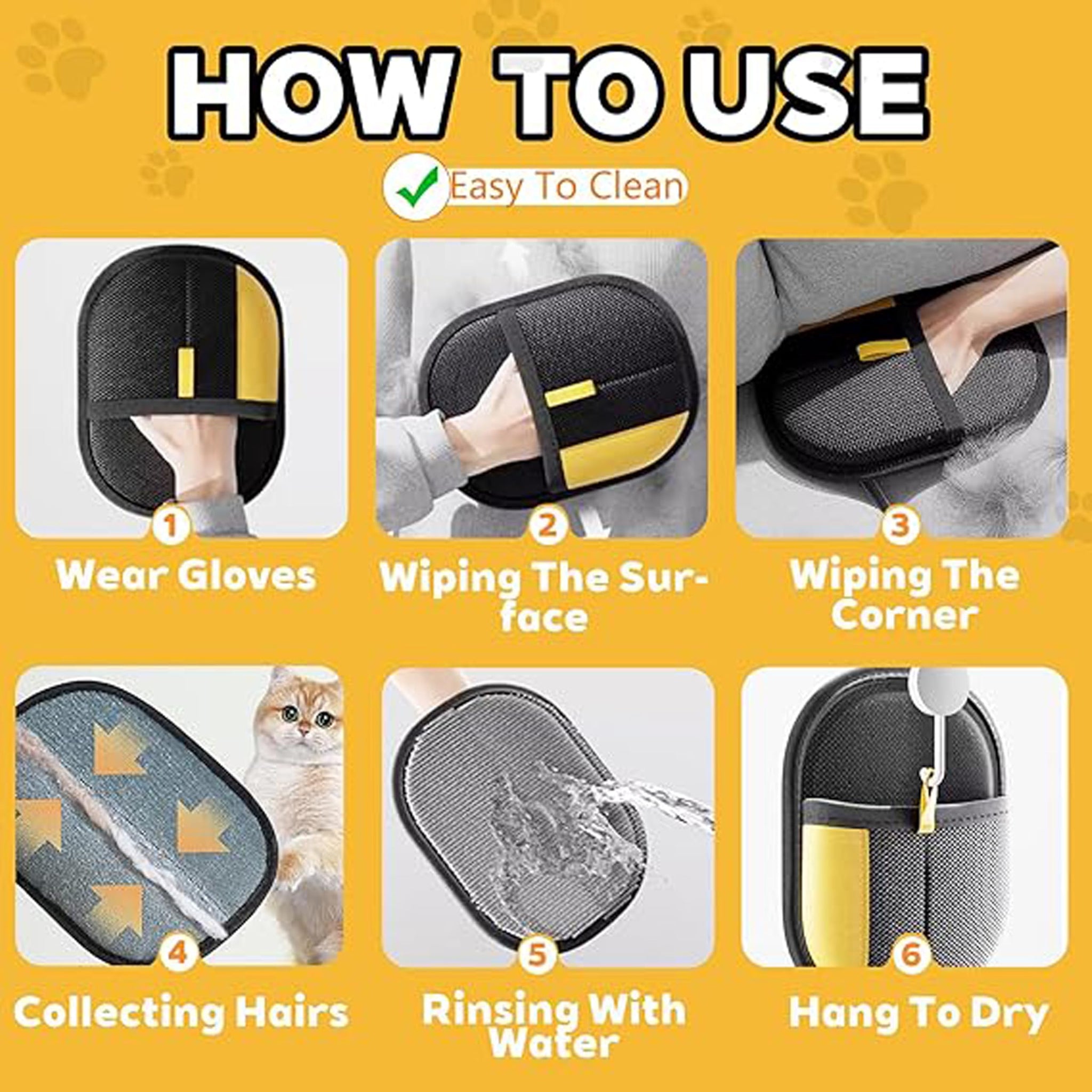 Pet Hair Removal Glove for Dogs & Cats - Upgraded Reusable Electrostatic Fur Remover Tool for Clothing, Furniture, Couch, Carpet, and Car Seats